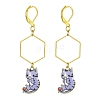 Rack Plating Alloy Cat Dangle Leverback Dangle Earrings EJEW-JE05502-01-1