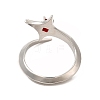 Red Cubic Zirconia Star Open Cuff Ring RJEW-C048-21P-3