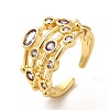 Brass Micro Pave Cubic Zirconia Cuff Rings for Women RJEW-P087-05G-02-1