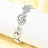 Summer Beach Brass Micro Pave Clear Cubic Zirconia Starfish & Shell Shape Link Chain Bracelets LS-BJEW-C118-02A-P-2