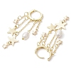 Brass & Natural Freshwater Pearl Hoop Earrings EJEW-TA00584-3