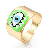 Enamel Horse Eye Open Cuff Rings RJEW-P042-01G-01-6