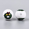Christmas Printed Opaque Acrylic Round Beads OACR-T029-08E-3