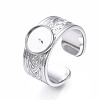 304 Stainless Steel Open Cuff Finger Ring Cabochon Settings STAS-T060-05P-3