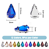 DICOSMETIC 96Pcs 12 Colors Teardrop Sew on Rhinestone RGLA-DC0001-04-2