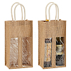 2-Slot Rectangle Linen Wine Storage Bags with Handle ABAG-WH0046-28B-1