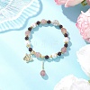 Natural Garnet & Strawberry Quartz and Shell Pearl Beads Stretch Bracelets BJEW-JB11821-1