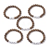 5Pcs 5 Styles Wooden Round Beaded Stretch Bracelet Sets BJEW-JB10847-1