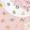 12pcs 3 Style Bowknot/Heart/Square 1-Hole Alloy Enamel Shank Buttons BUTT-GF0003-81-4