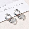 Brass Micro Pave Cubic Zirconia and Cat Eye Beads Heart Hoop Dangle Earrings KK-CBAD9DF-01P-D-1