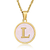 Natural Shell Initial Letter Pendant Necklace LE4192-13-1