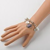 Glass Pearl Beads Stretch and Charm Bracelets X-BJEW-JB01345-01-2