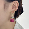 Heart Brass Shell Pearl Dangle Stud Earrings FS-WGDBC6E-01-3
