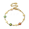 Ion Plating(IP) Enamel Flower & Cross Link Chain Bracelet BJEW-C023-01G-01-2