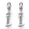 Platinum Rack Plating Alloy Rhinestone European Dangle Charms PALLOY-T048-36P-I-1