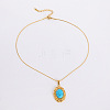 Vintage Oval Synthetic Turquoise Pendant Necklaces XH2096-2