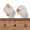 Natural White Jade Saucer Charms with Rack Plating Golden Tone Brass Bails KK-B103-17B-08-3