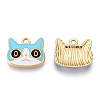 Light Gold Plated Alloy Kitten Pendants X-ENAM-T009-41A-1