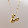 Brass Chunky Initial Pendant Necklaces WG97A63-22-1