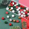 50Pcs 7 Colors Christmas Spray Painted Wood European Beads WOOD-FS0002-43-8