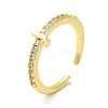 Clear Cubic Zirconia Initial Letter Open Cuff Ring RJEW-H120-09G-2