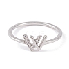 304 Stainless Steel Letter W Finger Ring for Women RJEW-C086-07-P-2