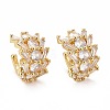 Clear Cubic Zirconia Leaf Cuff Earrings EJEW-G288-11G-1