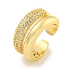 Rack Plating Brass Micro Pave Cubic Zirconia Open Cuff Ring for Women RJEW-C082-12G-1