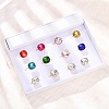 304 Stainless Steel with Glass Cuff Rings for Women RJEW-K309-41B-2