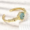Hexagon Brass Pave Natural Labradorite & Cubic Zirconia Cuff Bangles for Women BJEW-Z172-01G-08-2