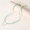 18K Gold Plated Stainless Steel & Natural Amazonite Beaded Double Layer Necklaces for Women QW1726-1-1