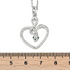 Brass Micro Pave Clear Cubic Zirconia Heart Snake Pendants Necklaces NJEW-K280-04P-3