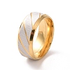 201 Stainless Steel Grooved Rhombus Finger Ring for Women RJEW-I089-45GP-1