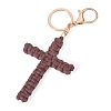 Cotton Cord Cross Keychains AJEW-TAC0031-03B-3
