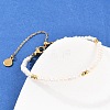 Brass & Natural Pearl Round Beaded Bracelets for Women BJEW-D366-02G-1
