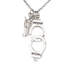 Handcuff with Word Freedom Alloy Pendant Necklace NJEW-JN04470-3