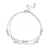 Brass Micro Pave Clear Cubic Zirconia Bowknot Link 2-Strand Bracelets KK-CBA6980-19P-4