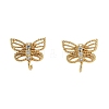 Brass Micro Pave Cubic Zirconia Stud Earrings Finding KK-K364-05G-1