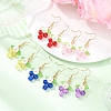 Flower with Round Acrylic & Glass Bead Dangle Earrings EJEW-JE06634-1