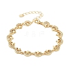 Rack Plating Brass Pave Clear Cubic Zirconia Moon Link Chain Bracelets for Women BJEW-R317-14G-1