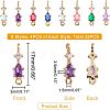 SUPERFINDINGS 32Pcs 8 Colors Brass Cubic Zirconia Connector Charms KK-FH0004-48-2