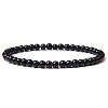 4mm Round Natural Obsidian Beads Bracelet for Men X-KG3069-18-1