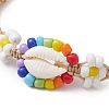 Cowrie Shell & Glass Seed Braided Bead Bracelets BJEW-JB11081-02-3