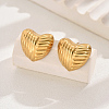 Irregular Stainless Steel Texture Heart Stud Earrings UG0666-3