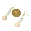 Shell Pearl & Natural Rose Quartz Dangle Earrings EJEW-JE05995-3