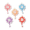 Handmade Glass Seed Beaded Flower Pendants PALLOY-MZ00498-1