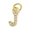 Initial Letter Brass with Cubic Zirconia Charms KK-Q814-26J-G-1