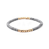 Gold-tone Miyuki Elastic Crystal Beaded Bracelet with Acrylic Tube Beads ST8366163-1