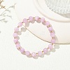 Natural Kunzite & Brass Beaded Stretch Bracelets for Women BJEW-JB14002-1
