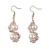Shell Pearl 304 Stainless Steel Dangle Earrings EJEW-JE07370-02-3